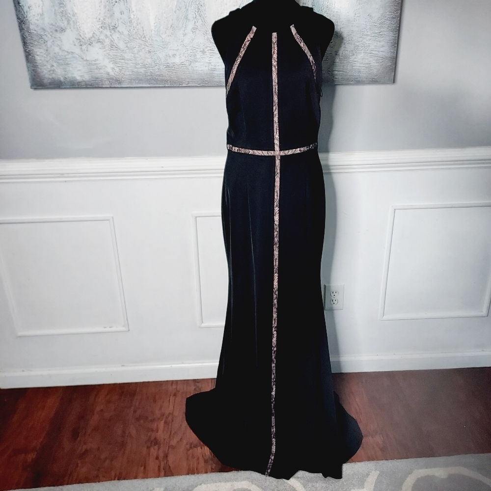 Adrianna Papell Lace Trim Asymmetric Stretch Formal Dress/Gown Sz-8 - Picture 9 of 9